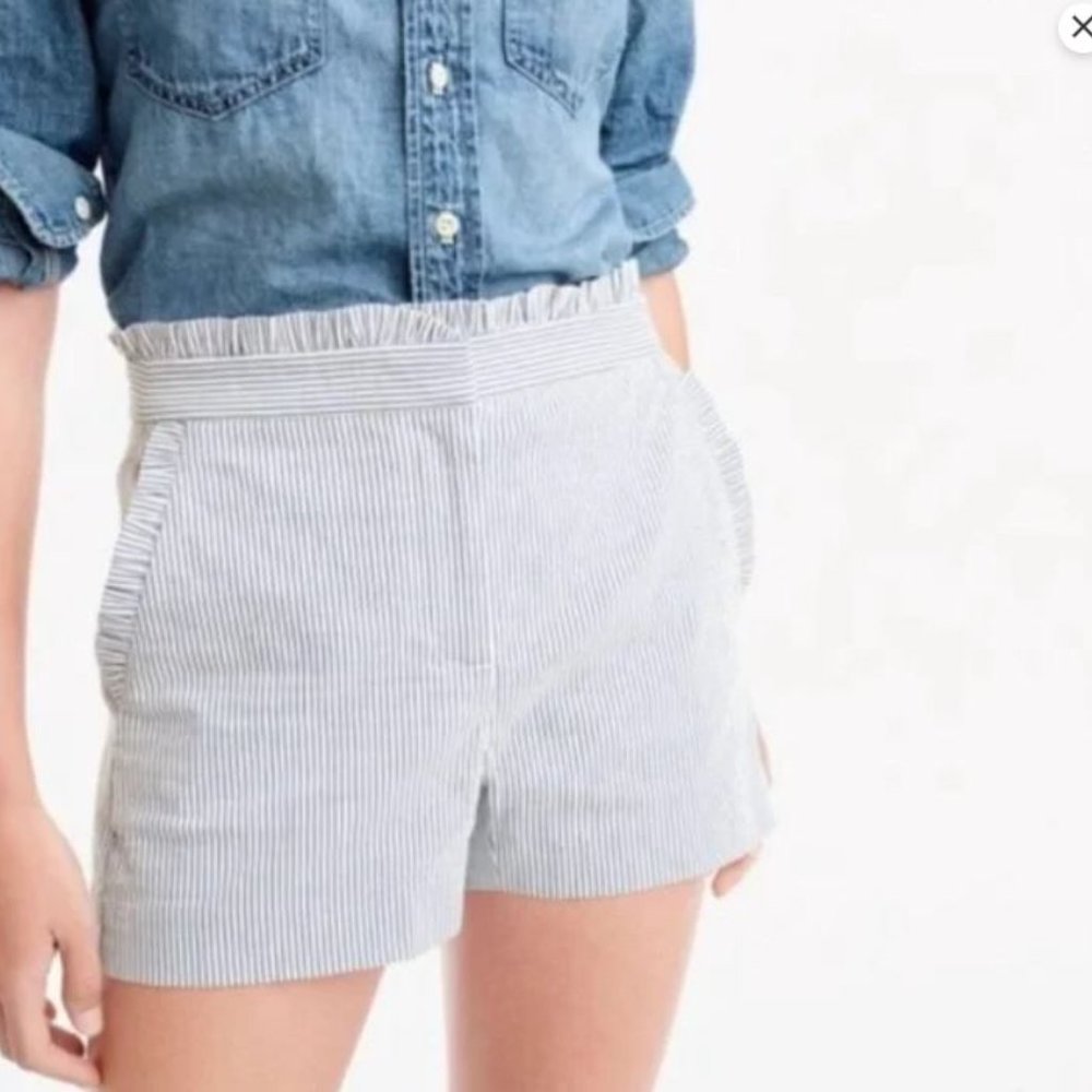 J.Crew Seersucker Striped Ruffle Shorts